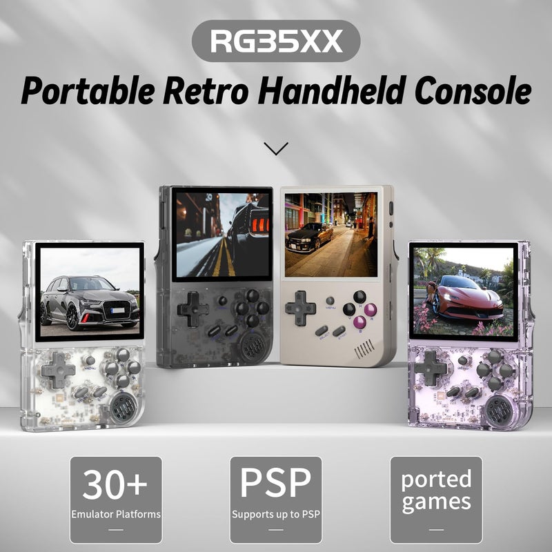 GiipGoop RG35XX 2024 Retro Gaming Consoles with 64GB Card rg35xx Handheld Game Console 3.5 inch IPS Screen Linux System Classic Emulator Hand Held Gaming Console Support HD TV Output White - Image 2